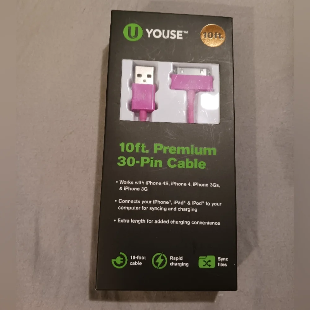 NWT!! YOUSE 10FT PREMIUM 30-PIN CABLE